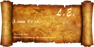 Lamm Erik névjegykártya